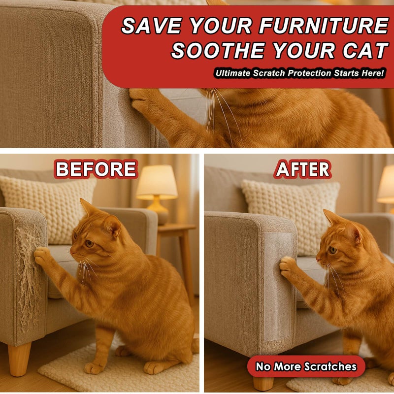 Jxselect Anti-Scratch Tape for Furniture - Stop Cats from Scratching Couch, Chair Corners, Door Frames, Countertops, and Carpets, Clear Double-Sided Cat Training Tape, 2.5" x 16 Yards Roll - Image 3